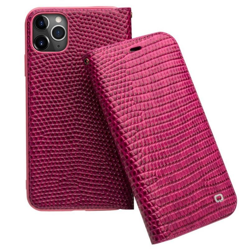 Etui Folio do iPhone 11 Pro Max Prawdziwa Skóra Croc Efekt