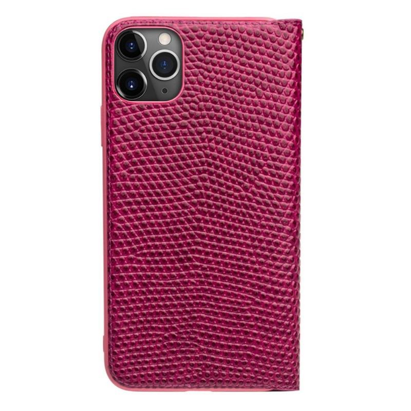 Etui Folio do iPhone 11 Pro Max Prawdziwa Skóra Croc Efekt