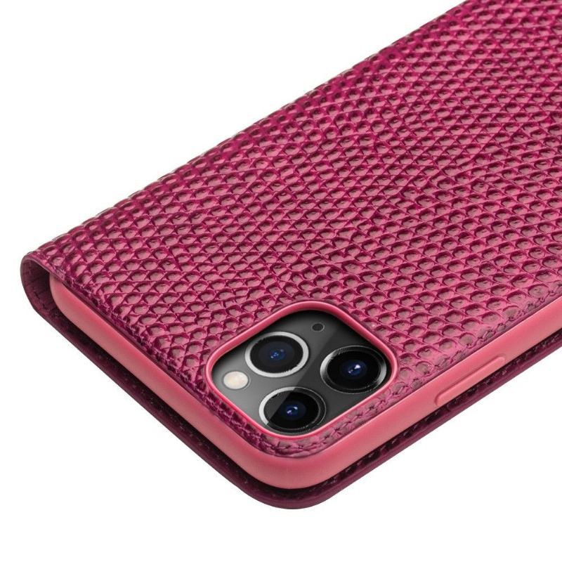 Etui Folio do iPhone 11 Pro Max Prawdziwa Skóra Croc Efekt