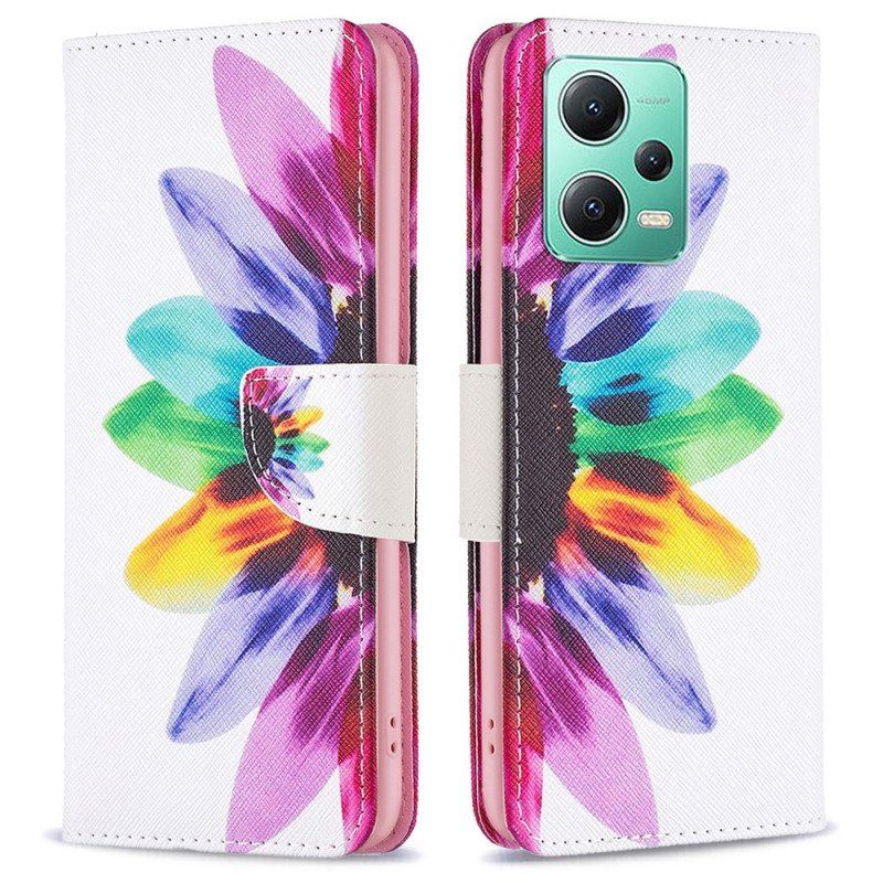 Etui Folio do Xiaomi Redmi Note 12 5G Akwarela Kwiat