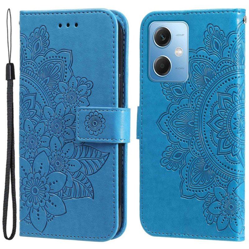 Etui Folio do Xiaomi Redmi Note 12 5G z Łańcuch Mandala Kwiatowa Na Pasku