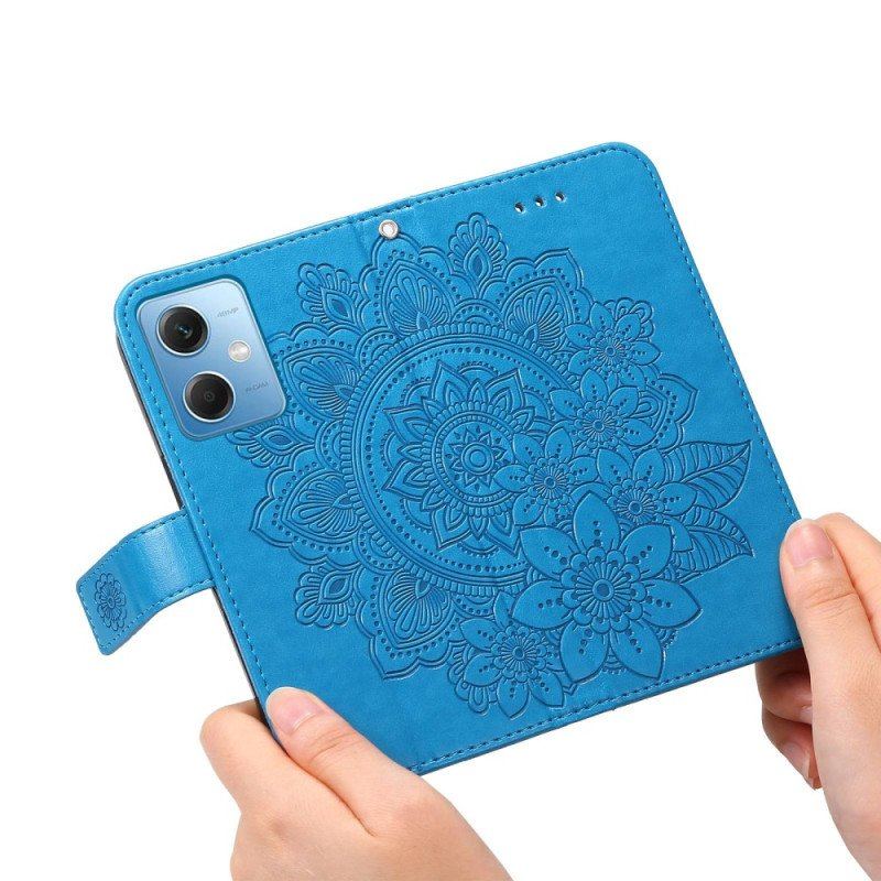 Etui Folio do Xiaomi Redmi Note 12 5G z Łańcuch Mandala Kwiatowa Na Pasku