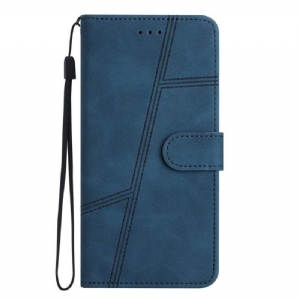 Etui Folio do Xiaomi Redmi Note 12 5G z Łańcuch Paskowaty Geometryczny Skórzany Styl