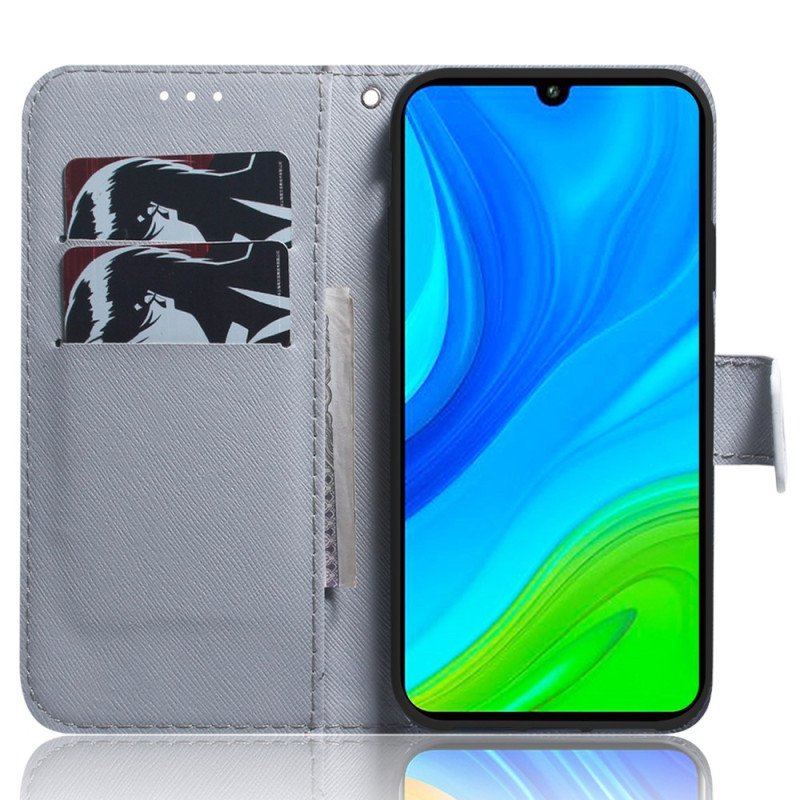 Etui Folio do Xiaomi Redmi Note 12 5G z Łańcuch Śniący Lew Z Paskiem