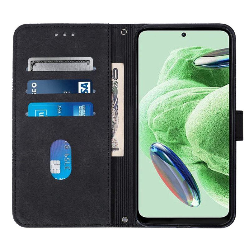 Etui Folio do Xiaomi Redmi Note 12 5G z Łańcuch Trójkąty Paska