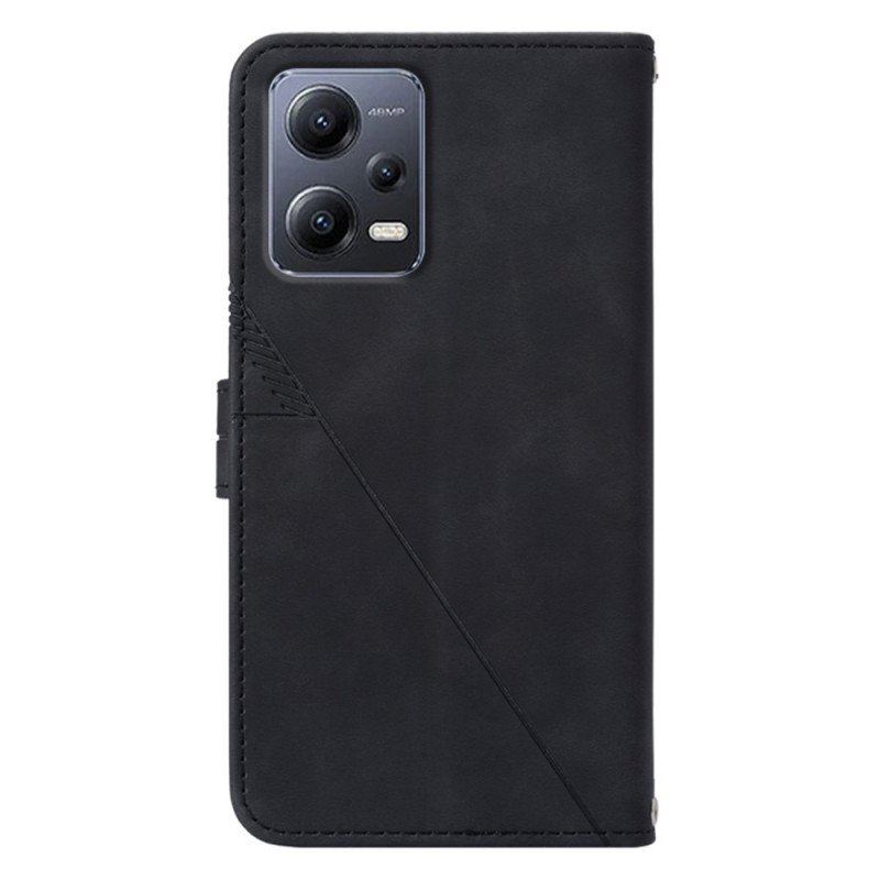 Etui Folio do Xiaomi Redmi Note 12 5G z Łańcuch Trójkąty Paska