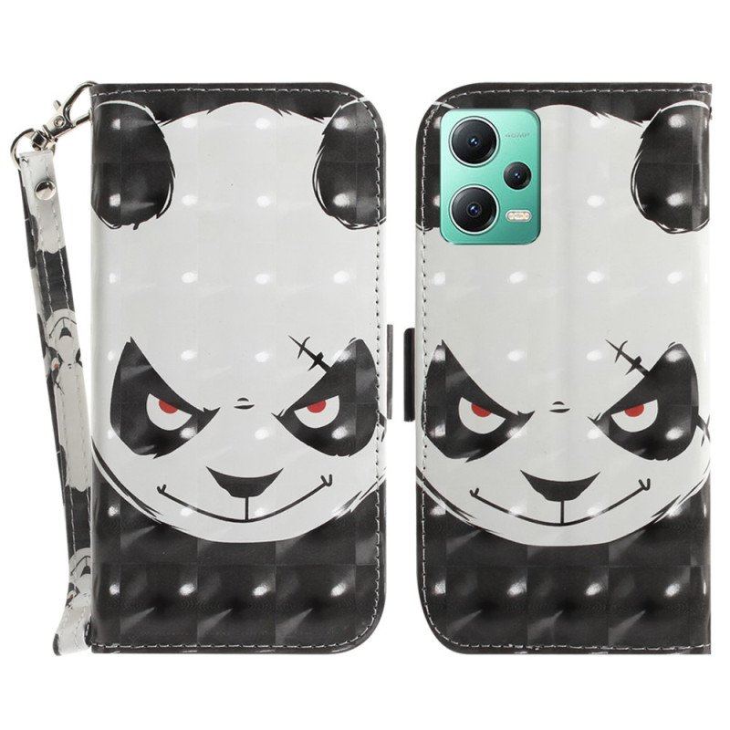 Etui Folio do Xiaomi Redmi Note 12 5G z Łańcuch Wściekła Panda Ze Smyczą