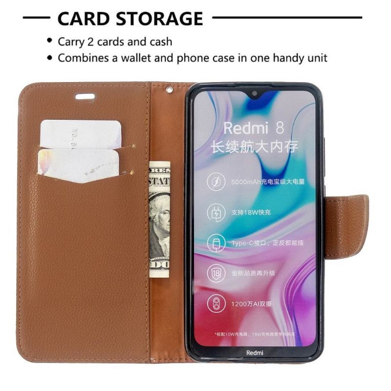 Etui do Xiaomi Redmi Note 8 Anti-fall Etui Folio Folio Z Efektem Skóry Ziarnistej