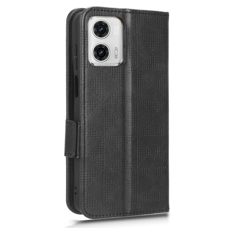 Etui Folio do Moto G73 5G Nadrukowane Trójkąty Ze Smyczą