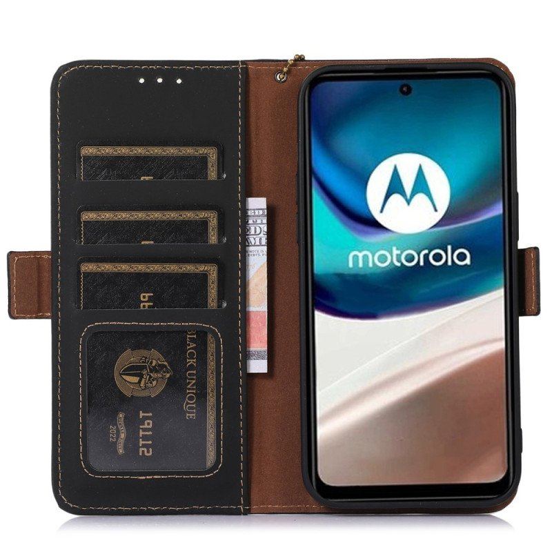 Etui Folio do Moto G73 5G Rfid Z Prawdziwej Skóry