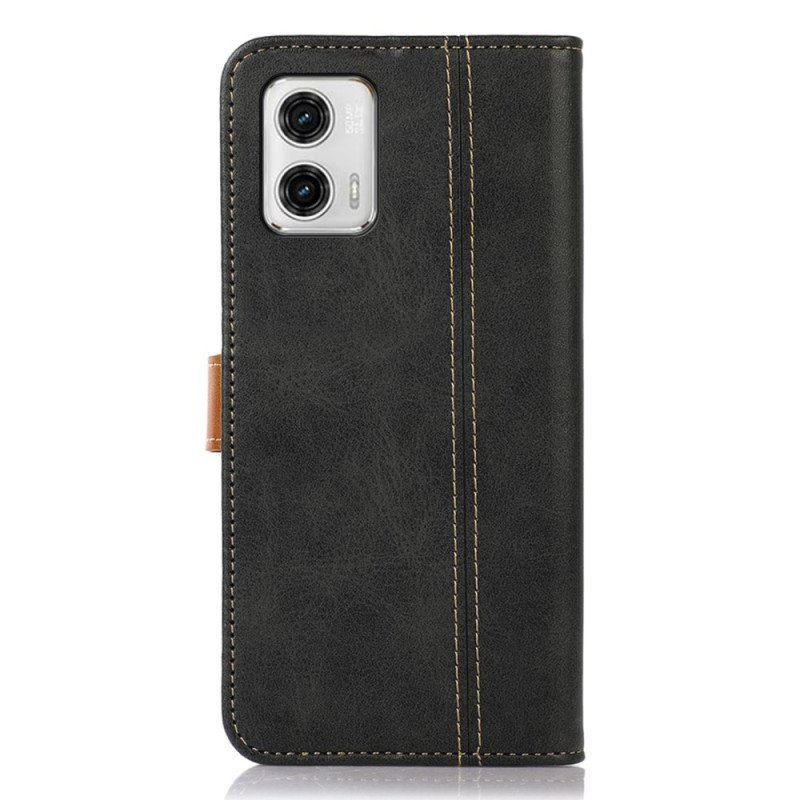 Etui Folio do Moto G73 5G Taśma Tapicerska