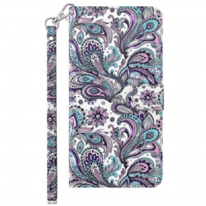 Etui Folio do Moto G73 5G z Łańcuch Pasiasty Wzór Paisley