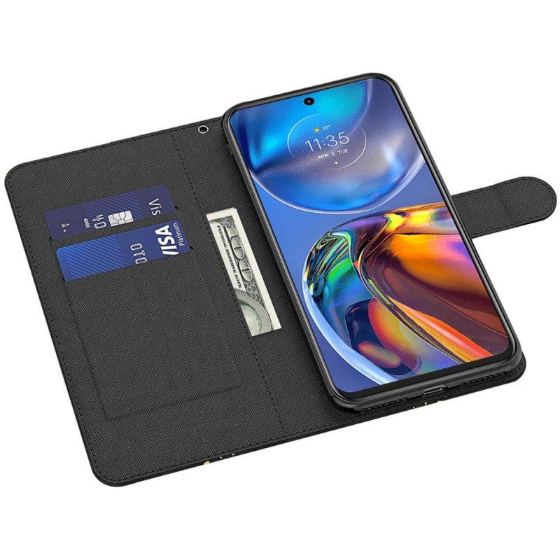 Etui Folio do Moto G73 5G z Łańcuch Stringi Motyle