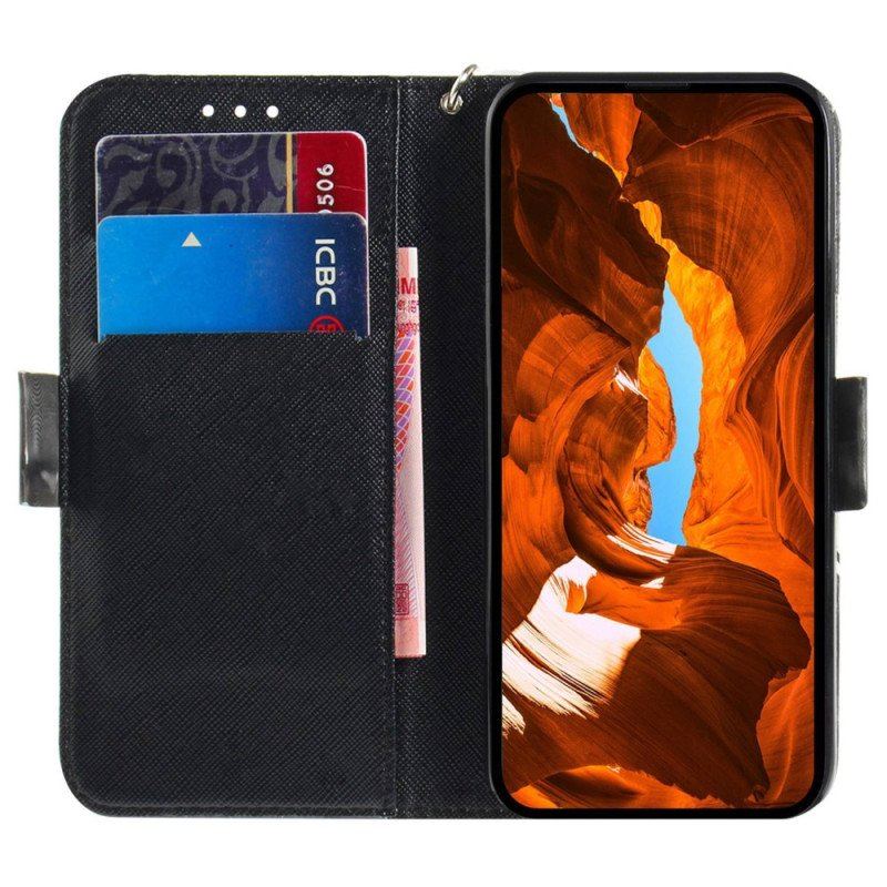 Etui Folio do Moto G73 5G z Łańcuch Wściekła Panda Ze Smyczą