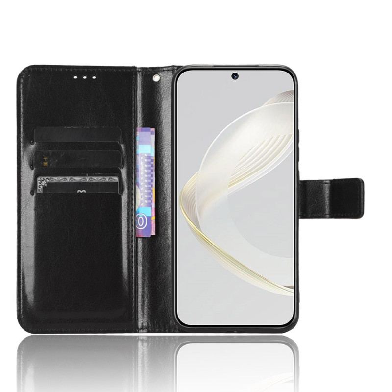 Etui Folio Huawei Nova 11 Pro Błyszcząca Sztuczna Skóra Z Paskiem