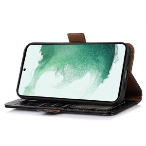 Etui Folio do Samsung Galaxy M13 Classic Croco Look Z Prawdziwej Skóry