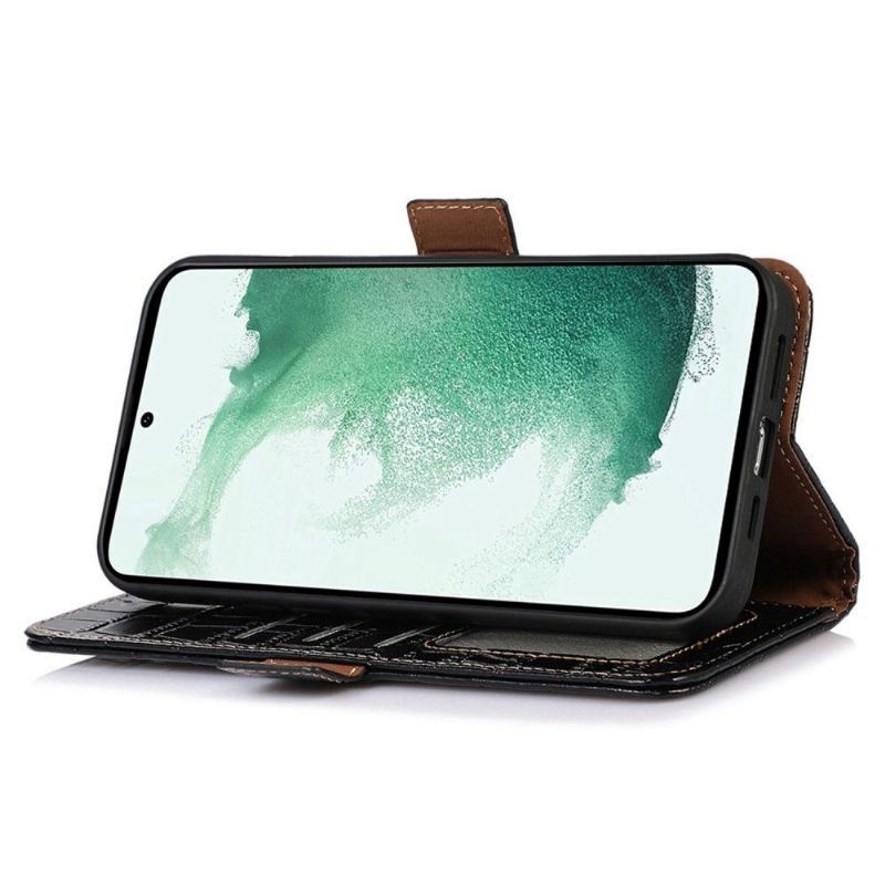 Etui Folio do Samsung Galaxy M13 Classic Croco Look Z Prawdziwej Skóry