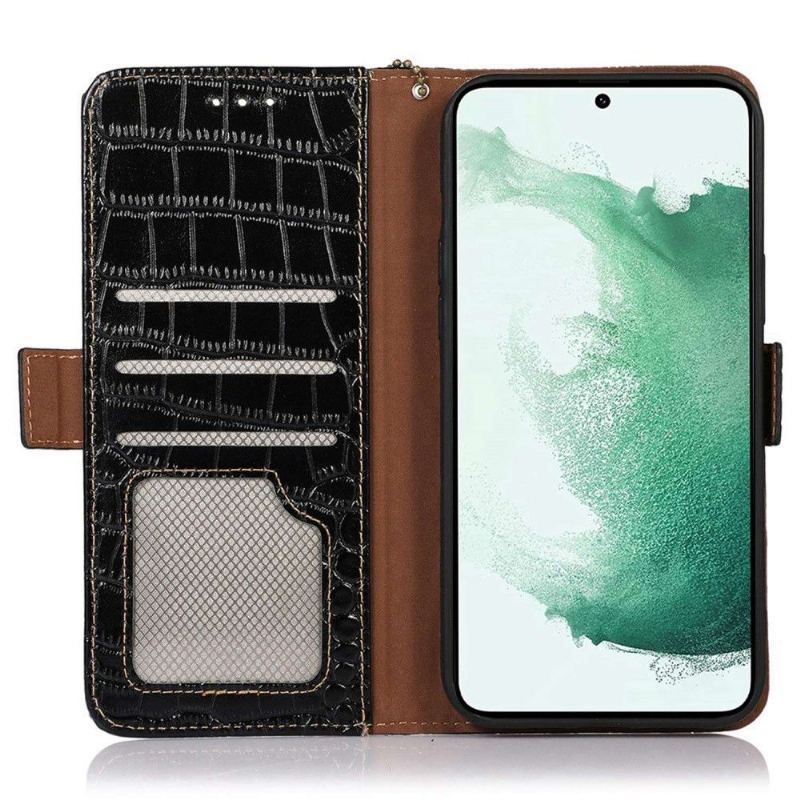 Etui Folio do Samsung Galaxy M13 Classic Croco Look Z Prawdziwej Skóry