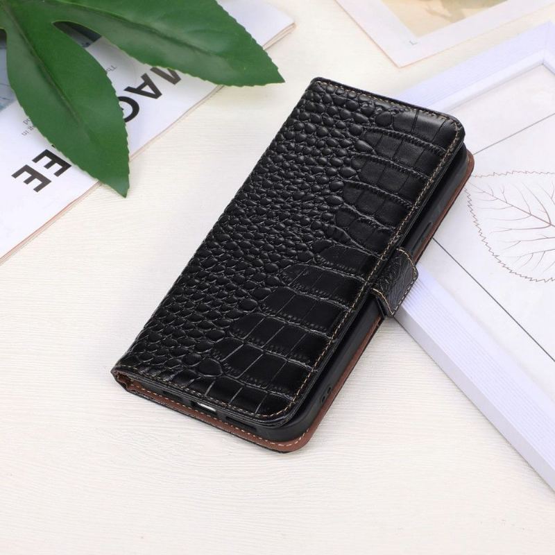 Etui Folio do Samsung Galaxy M13 Classic Croco Look Z Prawdziwej Skóry