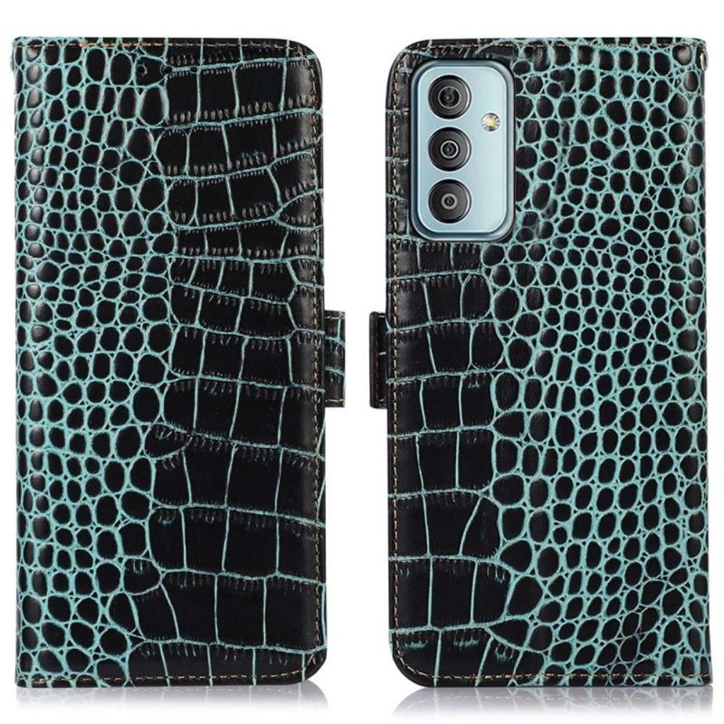 Etui Folio do Samsung Galaxy M13 Classic Croco Look Z Prawdziwej Skóry