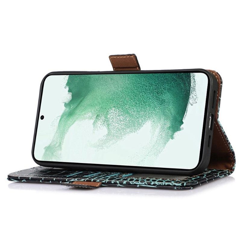 Etui Folio do Samsung Galaxy M13 Classic Croco Look Z Prawdziwej Skóry