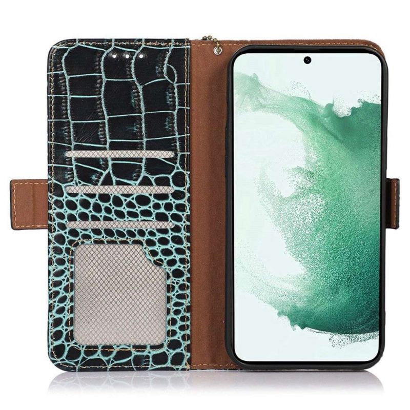 Etui Folio do Samsung Galaxy M13 Classic Croco Look Z Prawdziwej Skóry