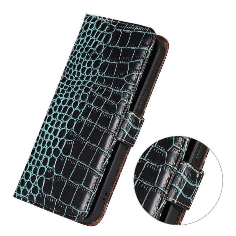 Etui Folio do Samsung Galaxy M13 Classic Croco Look Z Prawdziwej Skóry