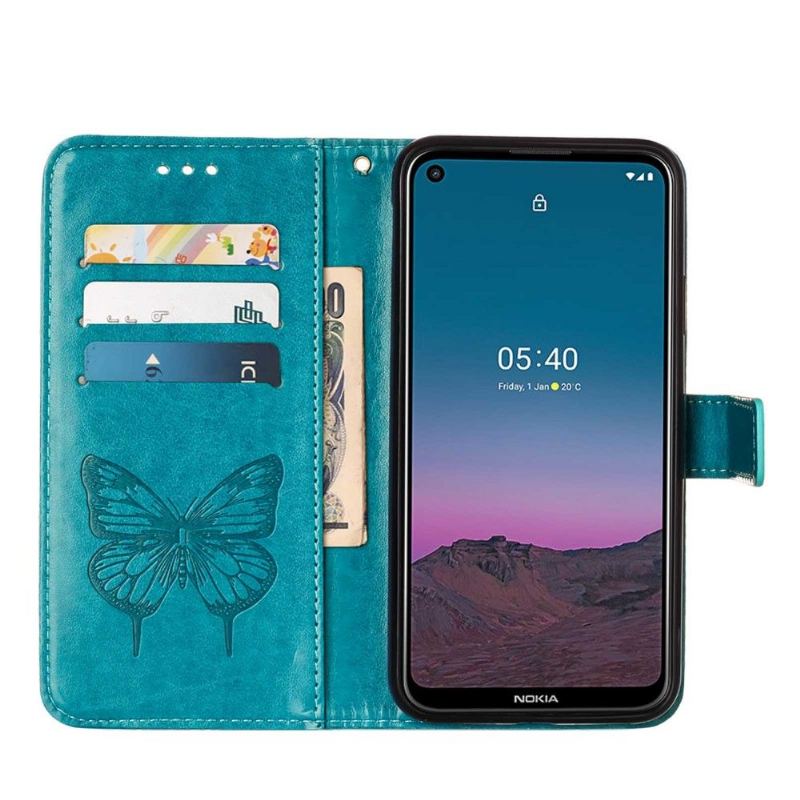 Etui Folio do Nokia 3.4 / Nokia 5.4 Butterfly Flower Posiadacz Karty