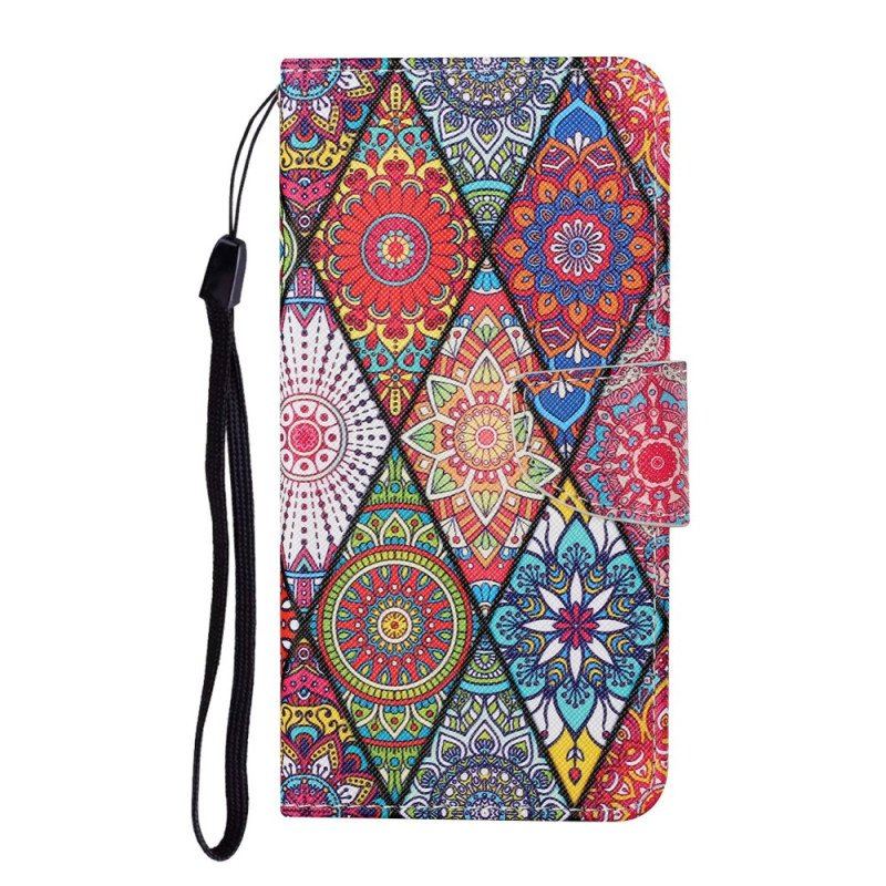 Etui Folio do Samsung Galaxy A54 5G Patchwork Ze Smyczą