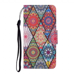 Etui Folio do Samsung Galaxy A54 5G Patchwork Ze Smyczą