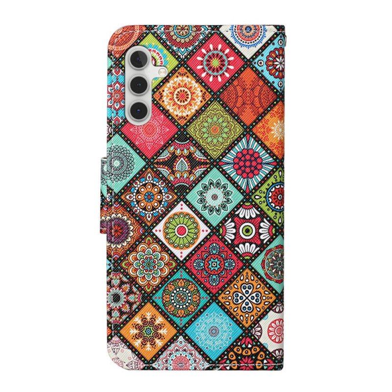 Etui Folio do Samsung Galaxy A54 5G Patchwork Ze Smyczą