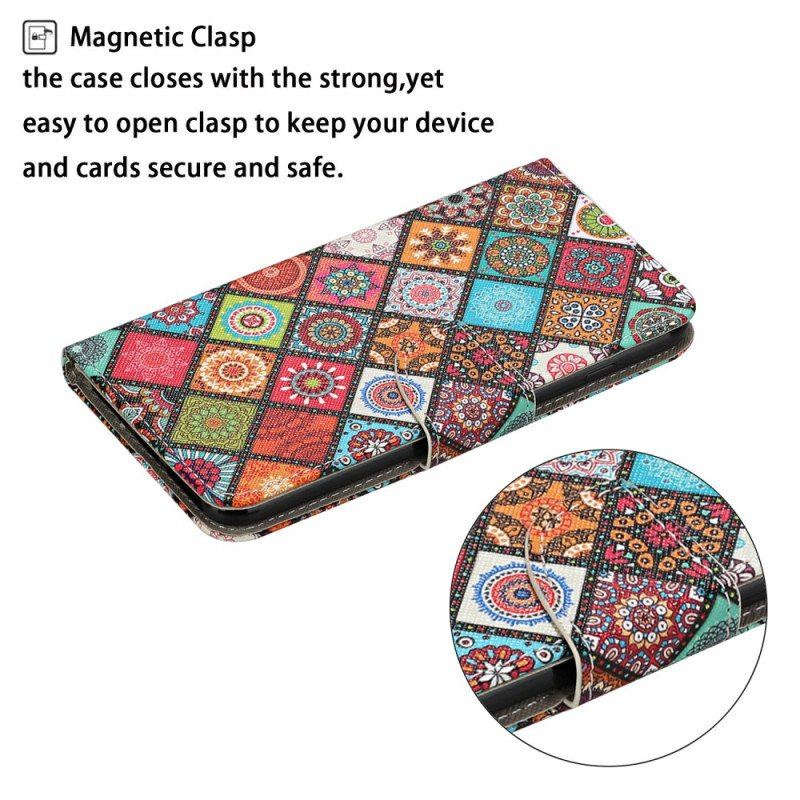 Etui Folio do Samsung Galaxy A54 5G Patchwork Ze Smyczą