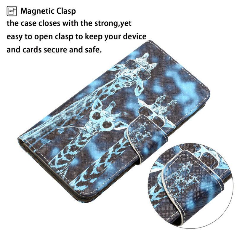 Etui Folio do Samsung Galaxy A54 5G z Łańcuch Incognito Żyrafy W Smyczy