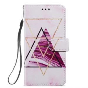 Etui Folio do Samsung Galaxy A54 5G z Łańcuch Marmur W Stylu Strappy