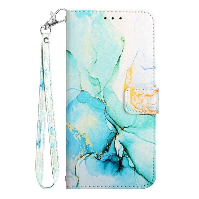 Etui Folio do Samsung Galaxy A54 5G z Łańcuch Pasek Marmuru