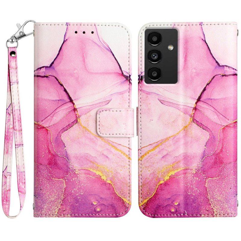 Etui Folio do Samsung Galaxy A54 5G z Łańcuch Pasek Marmuru