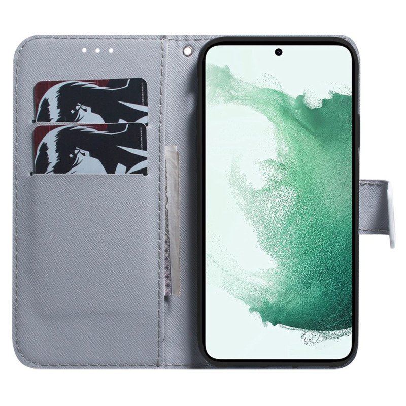 Etui Folio do Samsung Galaxy A54 5G z Łańcuch Pasiasty Akwarelowy Wilk