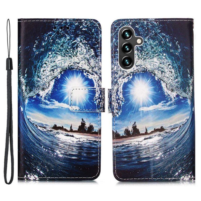 Etui Folio do Samsung Galaxy A54 5G z Łańcuch Pokochaj Thong Wave