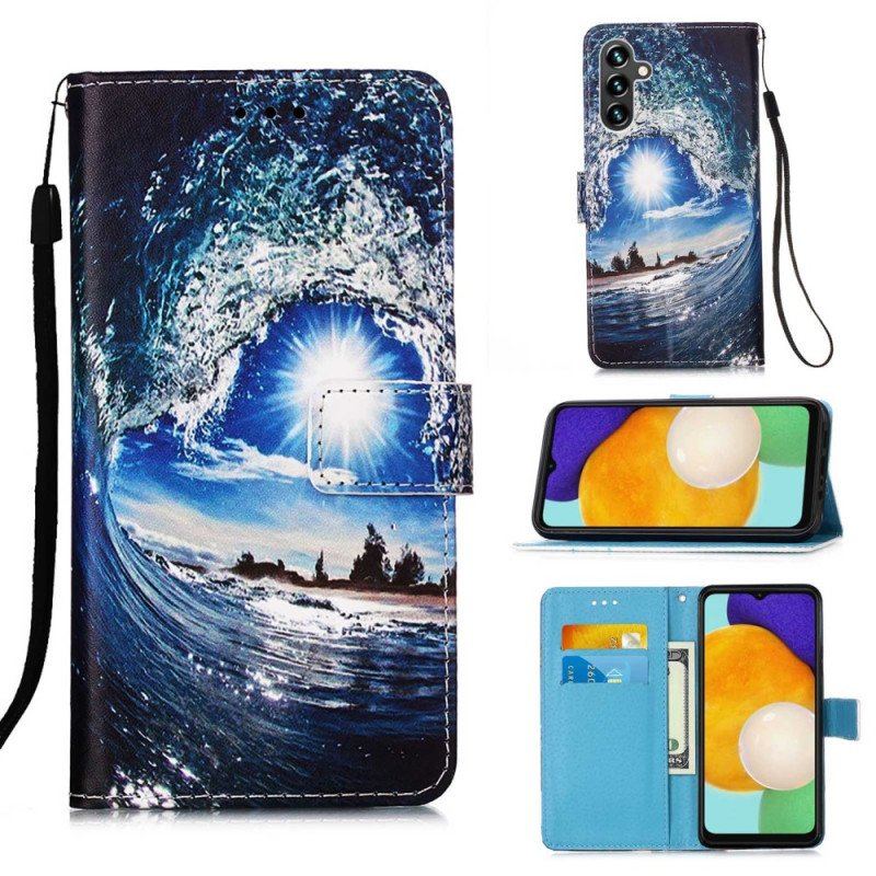 Etui Folio do Samsung Galaxy A54 5G z Łańcuch Pokochaj Thong Wave