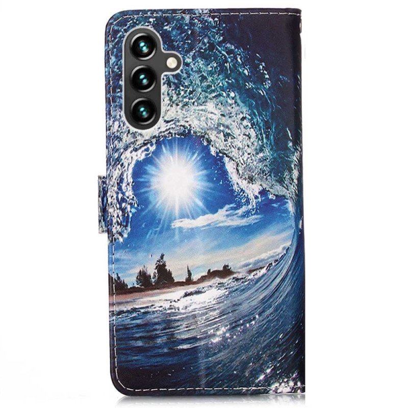 Etui Folio do Samsung Galaxy A54 5G z Łańcuch Pokochaj Thong Wave