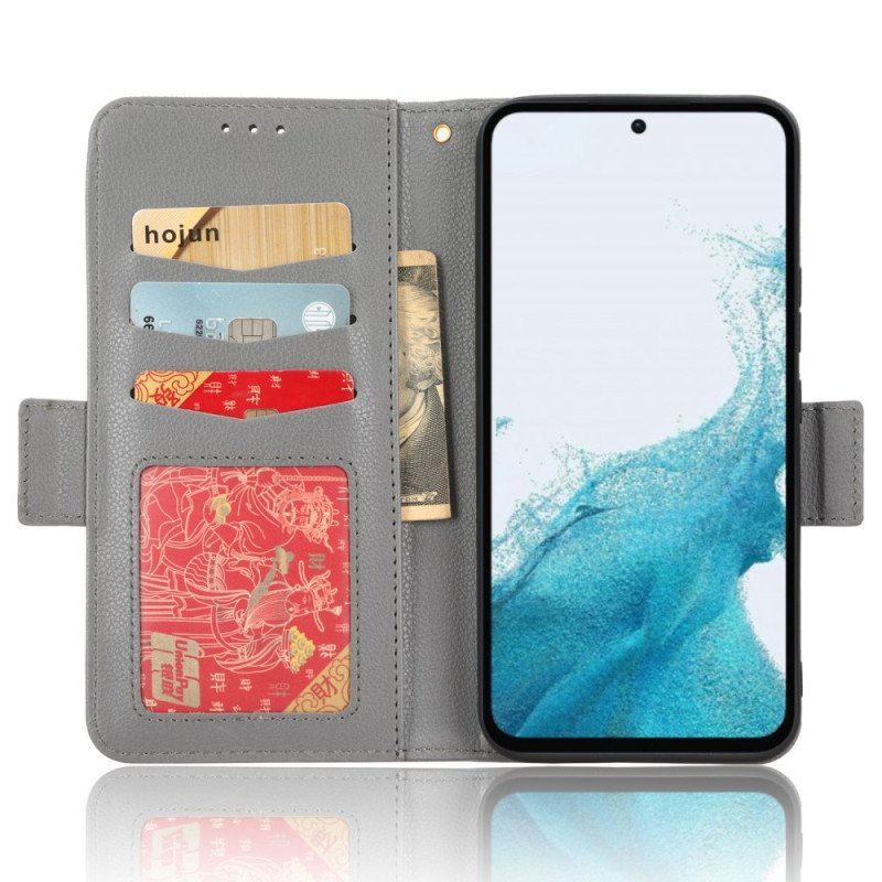 Etui Folio do Samsung Galaxy A54 5G z Łańcuch Skórzany Styl Z Paskami