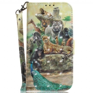 Etui Folio do Samsung Galaxy A54 5G z Łańcuch Stringi Safari Animals