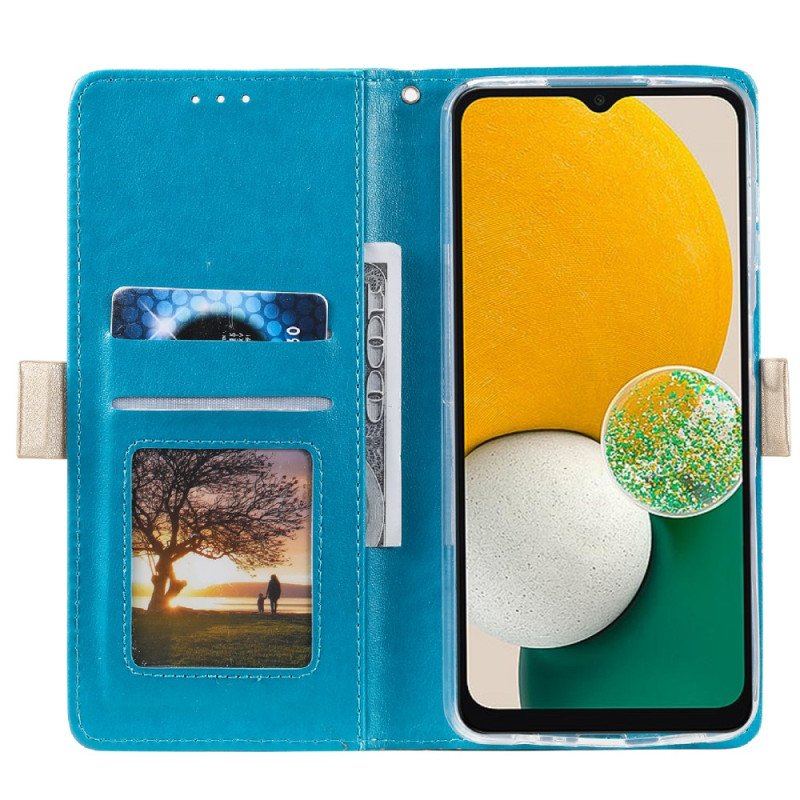 Etui Folio do Samsung Galaxy A54 5G z Łańcuch Torebka Na Monety Z Koronkowym Paskiem