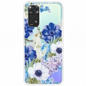 Etui do Xiaomi Redmi Note 11 / 11S Bezszwowe Akwarela Niebieskie Kwiaty