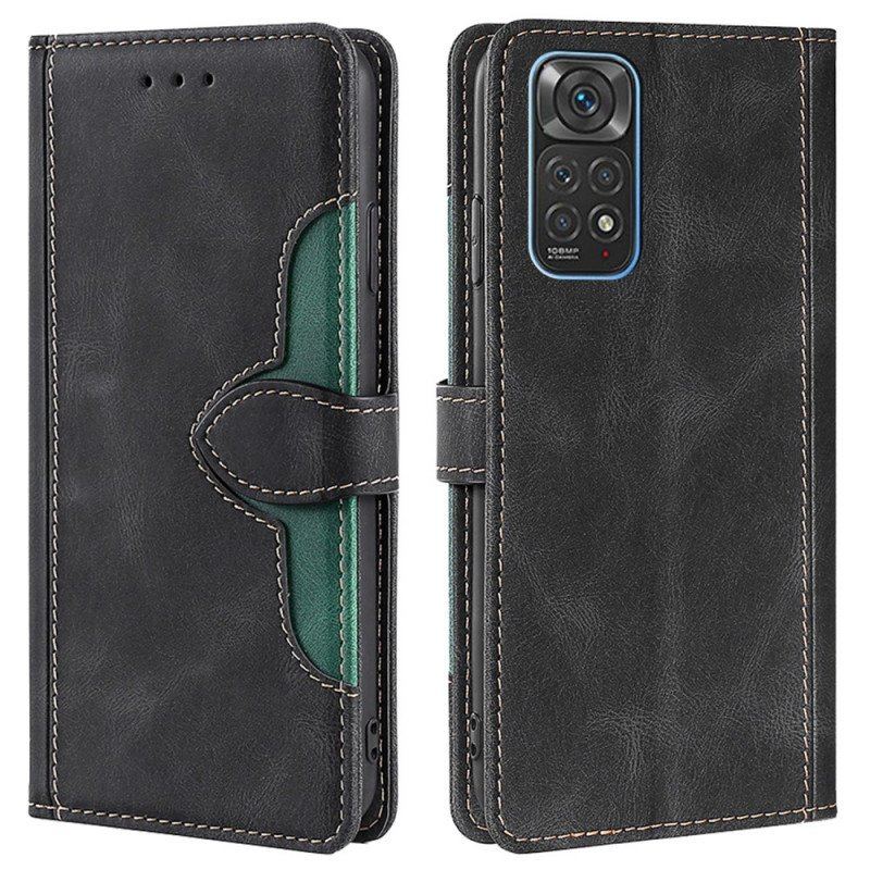 Etui Folio do Xiaomi Redmi Note 11 / 11S Dwukolorowa Stylowa Sztuczna Skóra