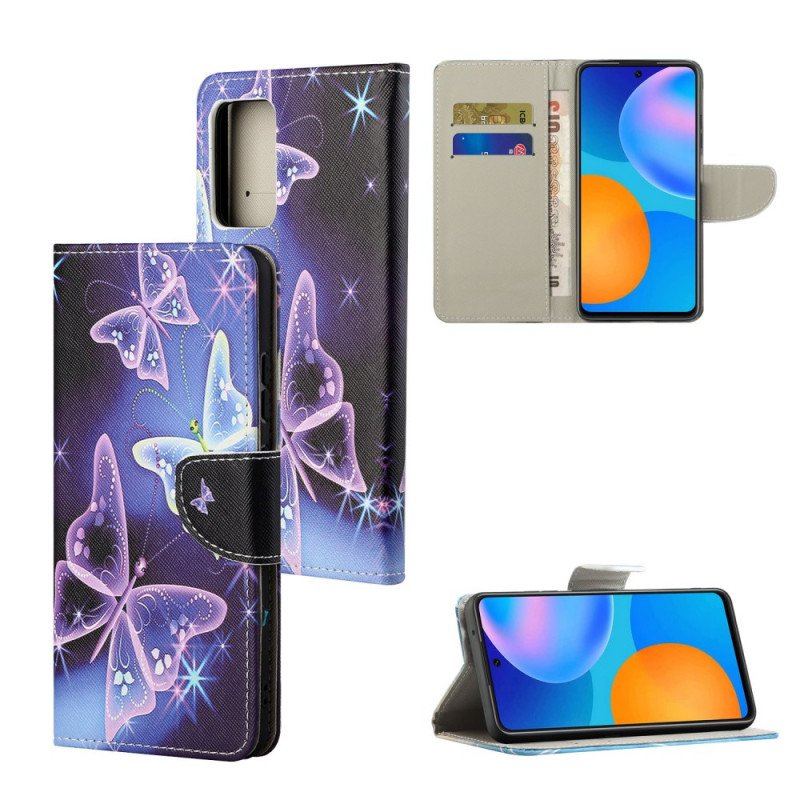 Etui Folio do Xiaomi Redmi Note 11 / 11S Neonowe Motyle