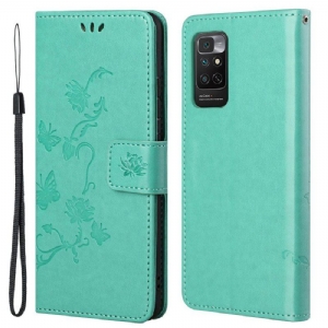 Etui Folio do Xiaomi Redmi Note 11 / 11S z Łańcuch Paski Kwiaty