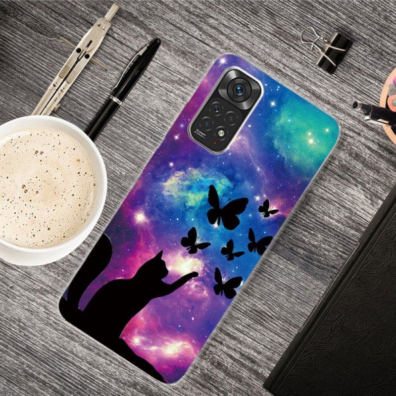 Futerały do Xiaomi Redmi Note 11 / 11S Kot I Motyle W Kosmosie