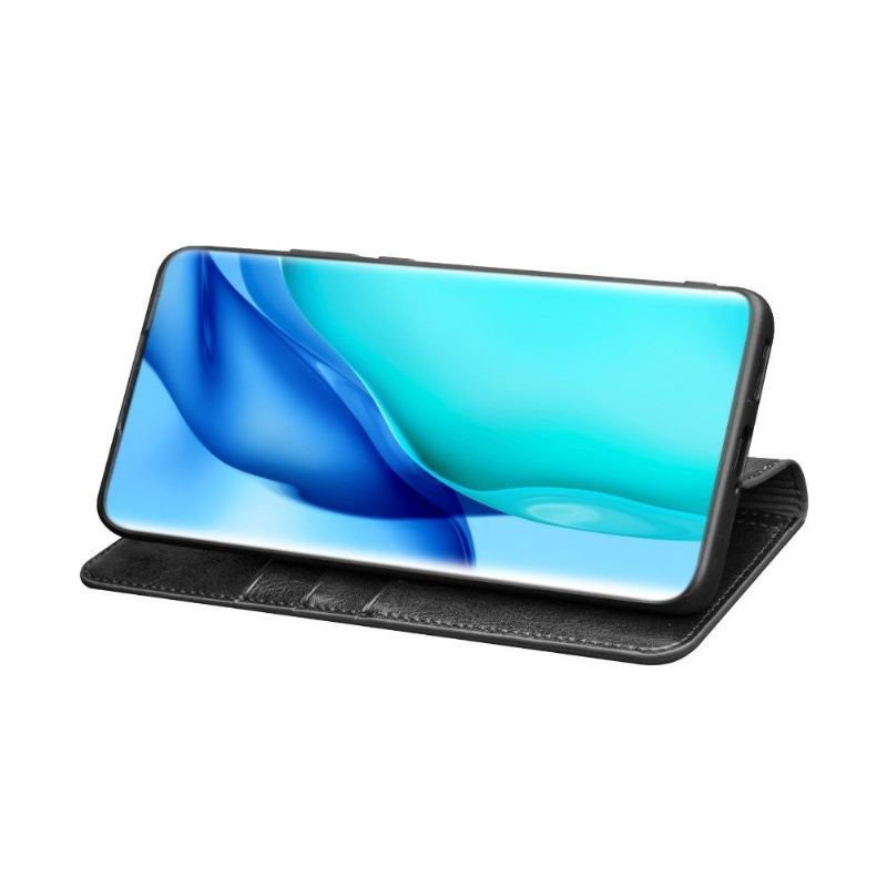 Etui Folio do Huawei P50 Pro Classic Ręcznie Robiona Prawdziwa Skóra