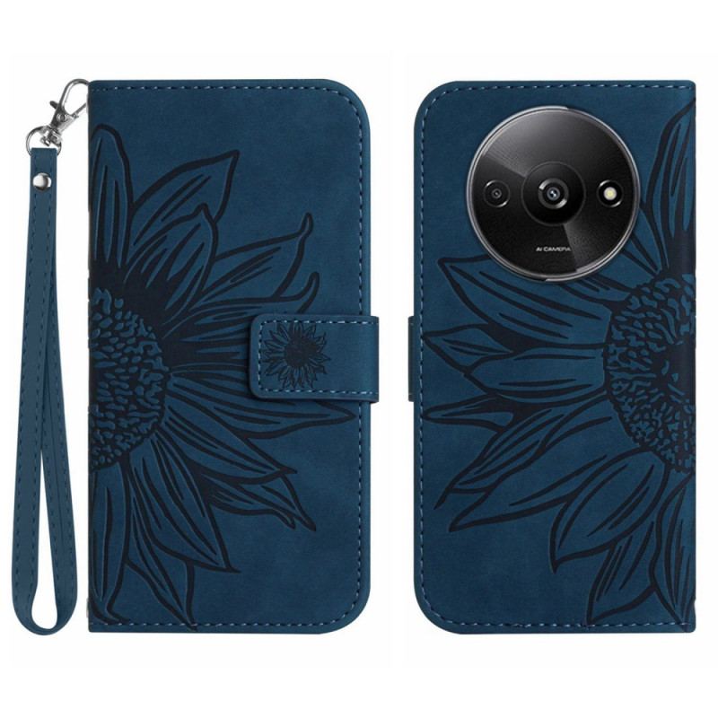 Etui Folio Do Poco C61 Nadruk Słonecznika Z Paskiem